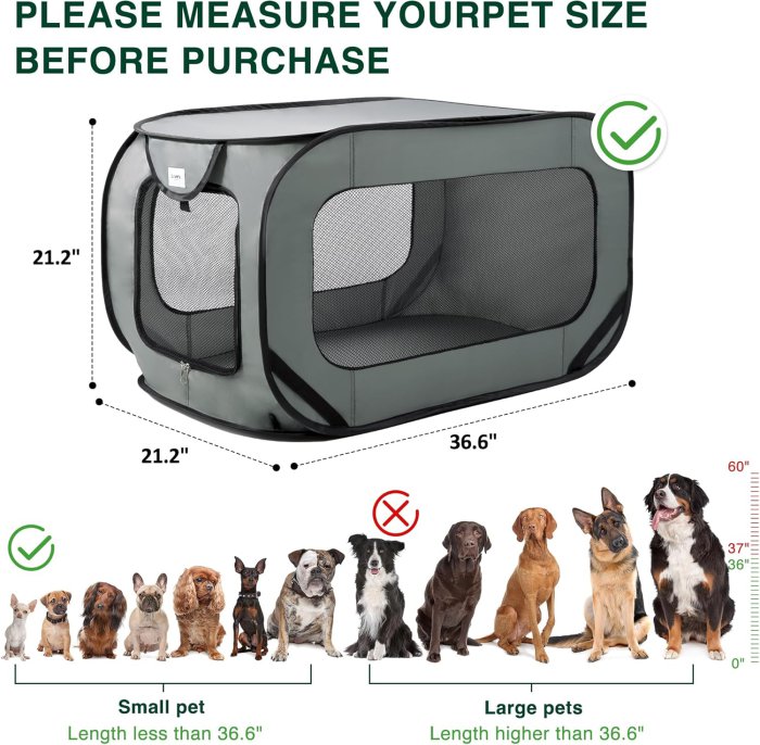 Love's cabin 36in Portable Dog Bed - Dark Grey (image 4)
