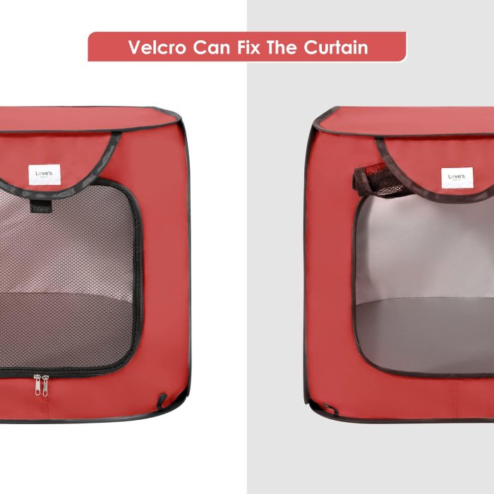 Love's Cabin 36in Portable Dog Bed - Pop Up Kennel, Indoor/Outdoor Crate, Red (image 2)