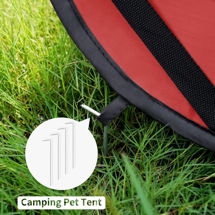 Love's Cabin 36in Portable Dog Bed - Pop Up Kennel, Indoor/Outdoor Crate, Red (image 5)