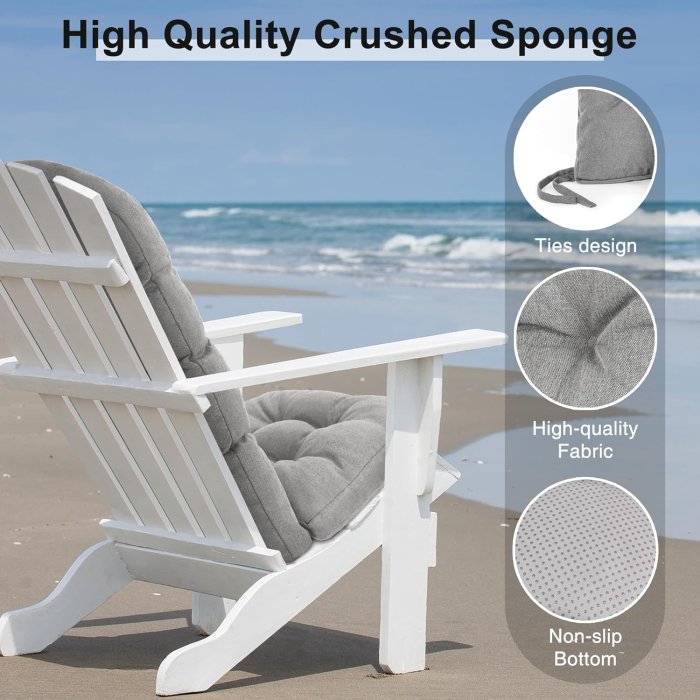 Love's Cabin Adirondack Chair Cushion Set (Grey) (image 5)