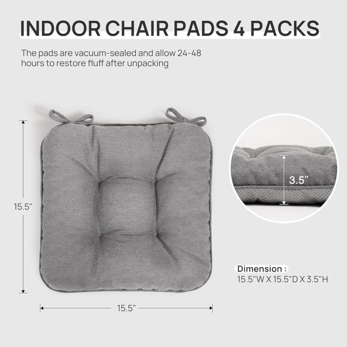 Love's cabin Chair Cushions Set of 4 (Grey) (image 2)