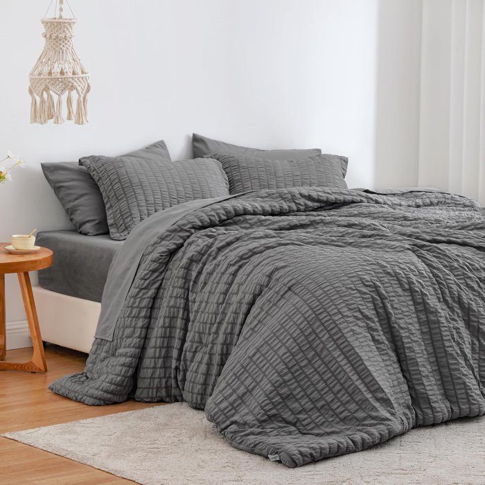 Love's Cabin Dark Grey Queen Comforter Set 7 Pieces