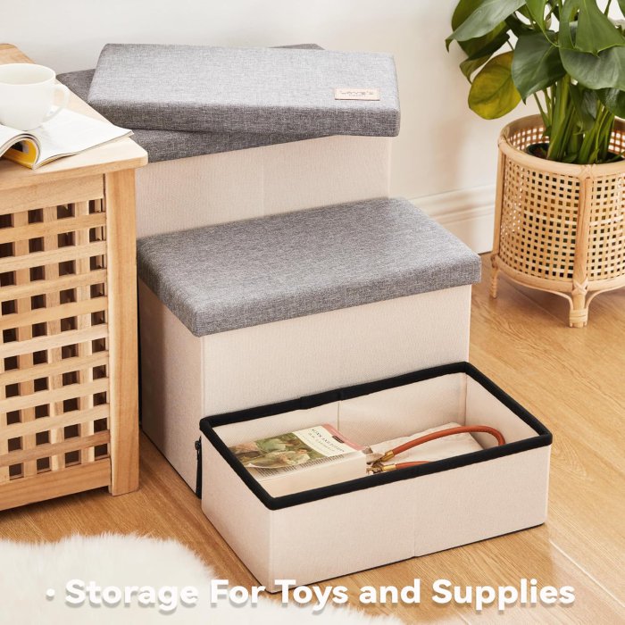 Love's cabin Dog Stairs with Storage and Condo, 3-Step Gray Folding Ramp (image 5)