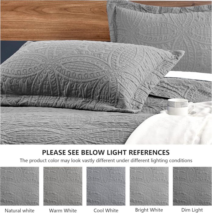 Love's Cabin Grey Queen Bed Quilt Set (image 5)