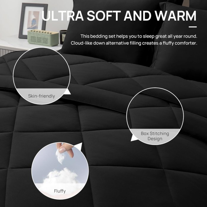 Love's Cabin King Size Comforter Set (Black, 7 Pieces) (image 5)
