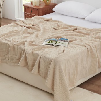 Love's Cabin Muslin King Size Blanket (Apricot)
