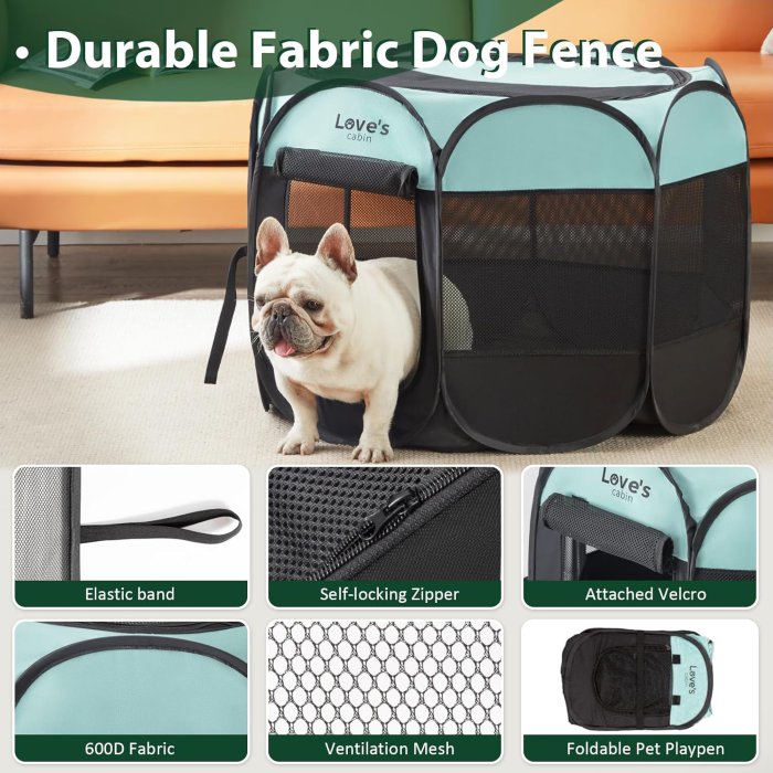 Love's cabin Pet Playpen for Dog and Cat (Green) (image 3)