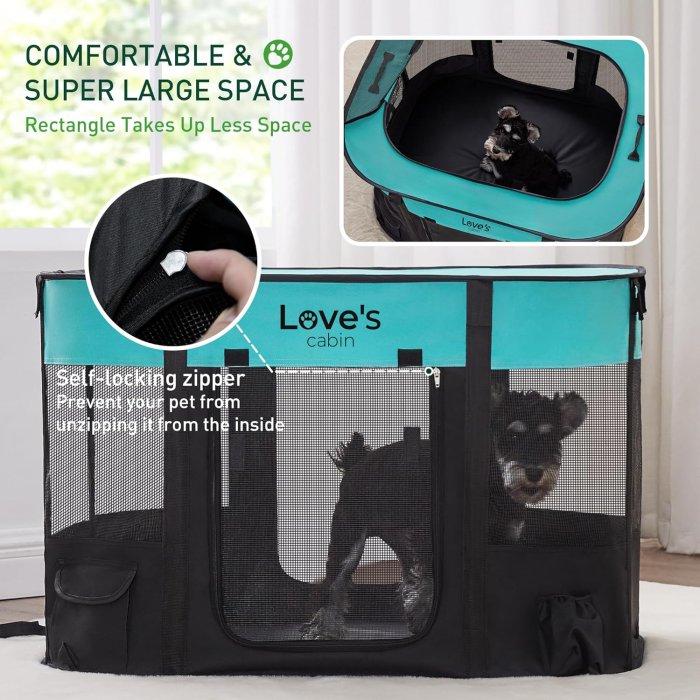 Love's cabin Pet Playpen (M, Green) (image 4)