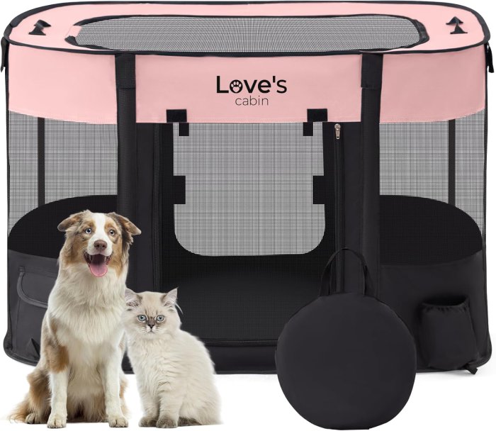 Love's Cabin Pet Playpen (M, Pink)