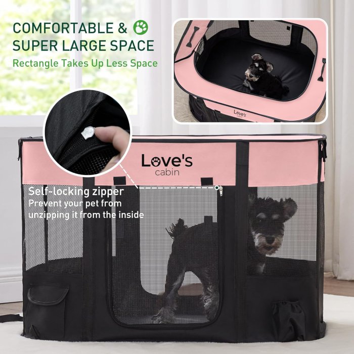 Love's Cabin Pet Playpen (M, Pink) (image 4)