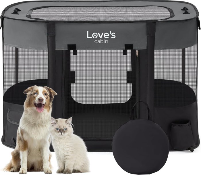 Love's cabin Pet Playpen (Small, Grey)