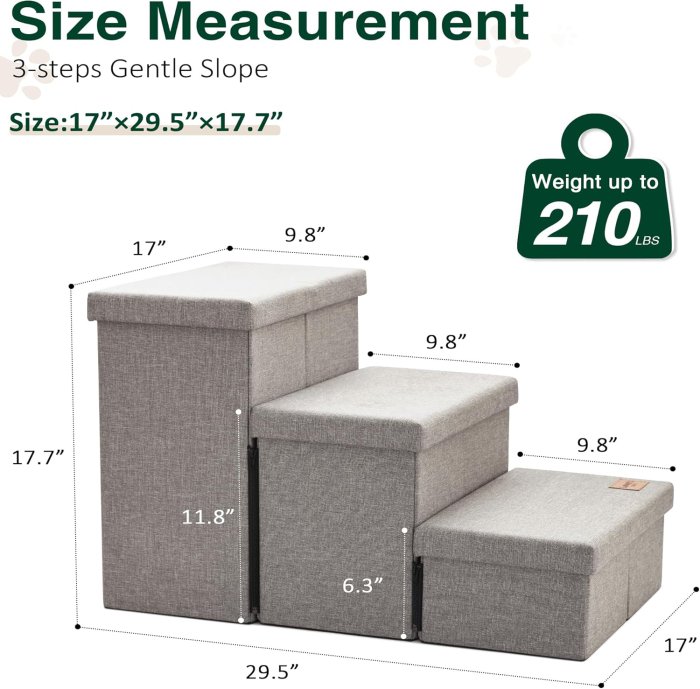 Love's cabin Pet Stairs (Grey, 3 Steps) (image 2)