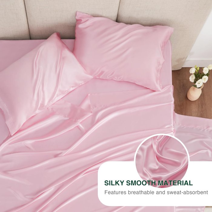 Love's Cabin Pink Satin Queen Sheet Set (4 Piece) (image 4)