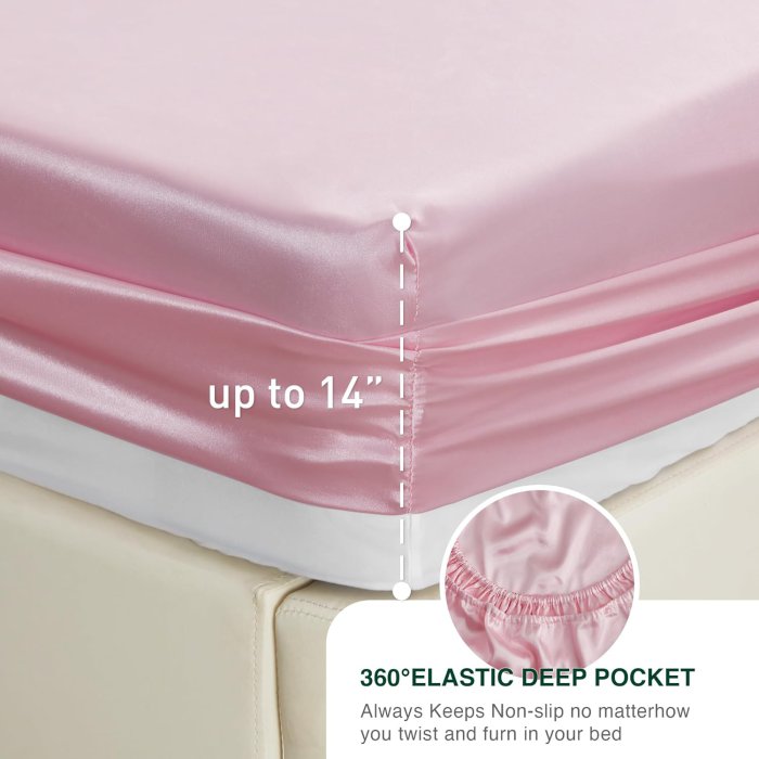 Love's Cabin Pink Satin Queen Sheet Set (4 Piece) (image 5)