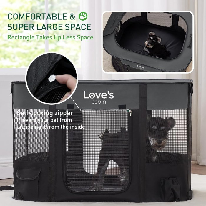 Love's Cabin Portable Dog Playpen (Large, Grey) (image 4)