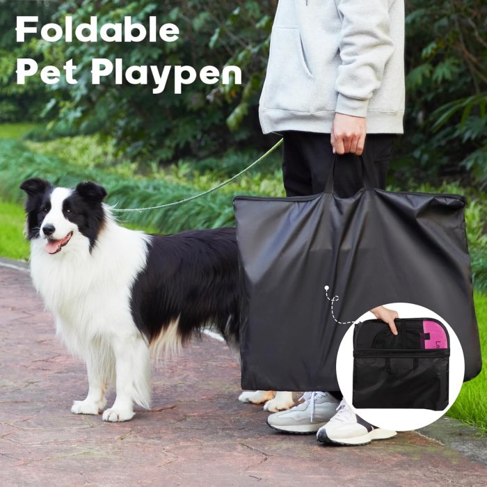 Love's Cabin Portable Dog Playpen with Removable Zipper Top (Pink) (image 5)