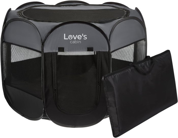 Love's Cabin Portable Pet Playpen (Dark Grey)