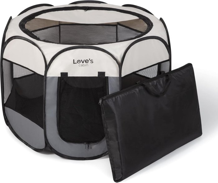 Love's cabin Portable Pet Playpen (Grey)