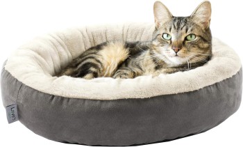 Love's Cabin Round Donut Pet Bed (Gray, 20in)
