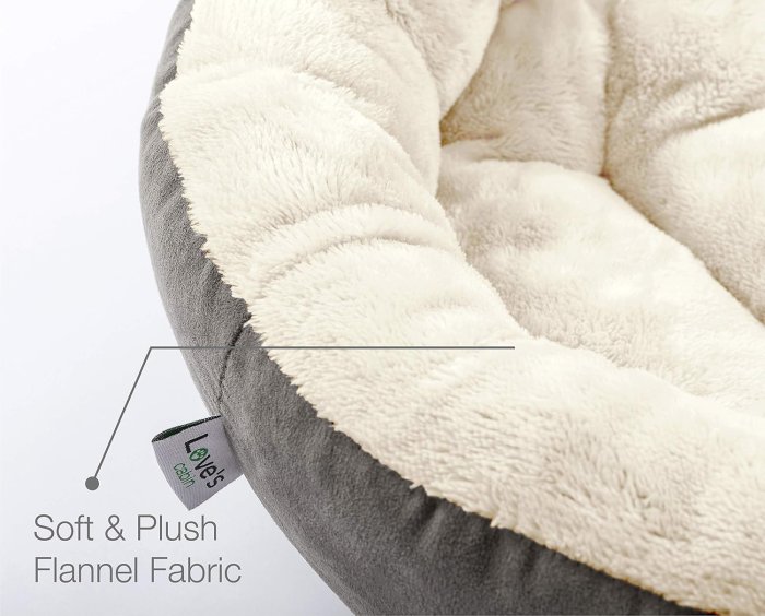 Love's Cabin Round Donut Pet Bed (Gray, 20in) (image 4)