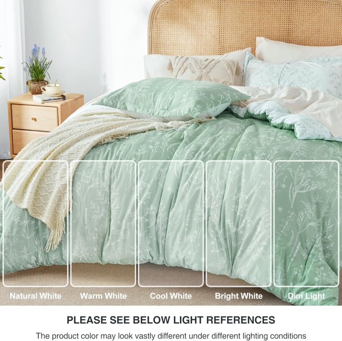 Love's Cabin Sage Green Floral Comforter Set - Queen Size, 3 Pieces (image 5)