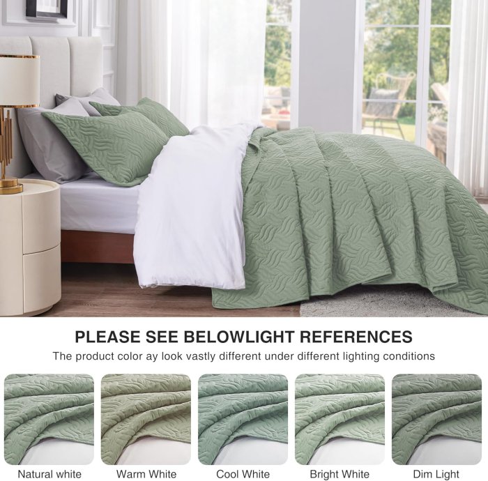 Love's Cabin Sage Quilt Set - Lightweight Microfiber Bedspread (image 4)