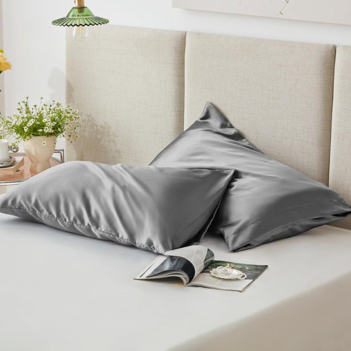 Love's Cabin Satin Pillowcase Set (Dark Gray, 20x36 inches) (image 5)