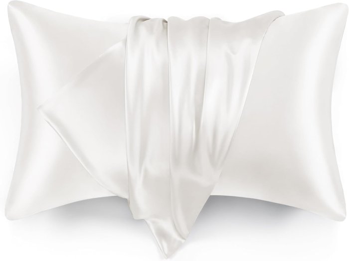Love's Cabin Satin Pillowcase Set (Ivory White, 20x30 inches)