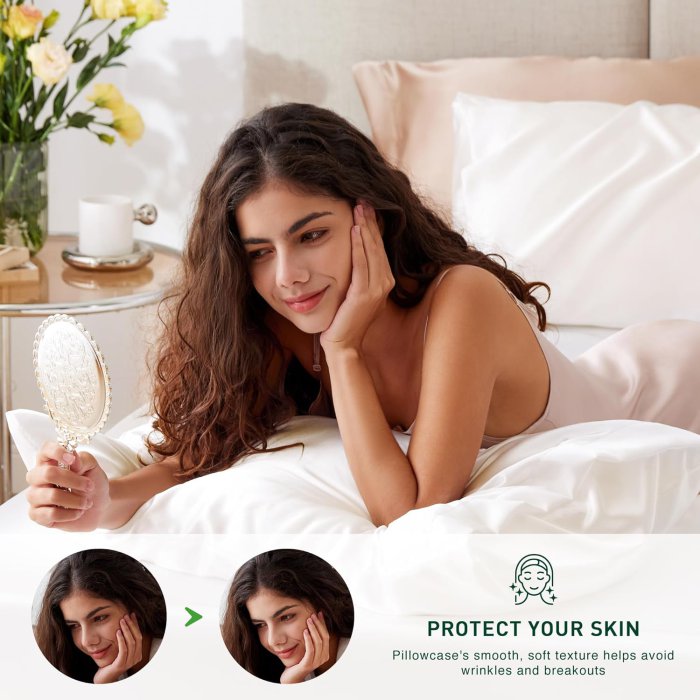 Love's Cabin Satin Pillowcase Set (Ivory White, 20x30 inches) (image 2)