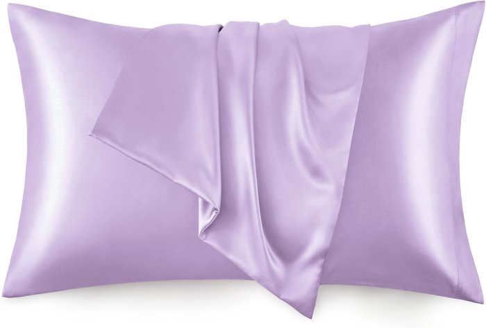 Love's Cabin Satin Pillowcase Set (Light Purple, 20x30 inches) -  Cooling Envelope Closure