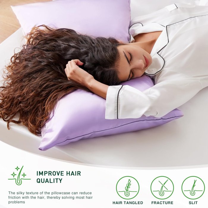 Love's Cabin Satin Pillowcase Set (Light Purple, 20x30 inches) -  Cooling Envelope Closure (image 4)