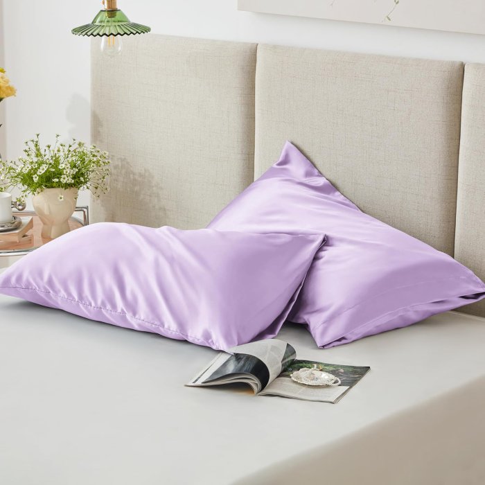 Love's Cabin Satin Pillowcase Set (Light Purple, 20x30 inches) -  Cooling Envelope Closure (image 5)