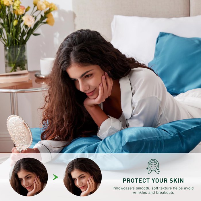 Love's cabin Satin Pillowcase Set (Teal Blue, 20x30 inches) (image 3)