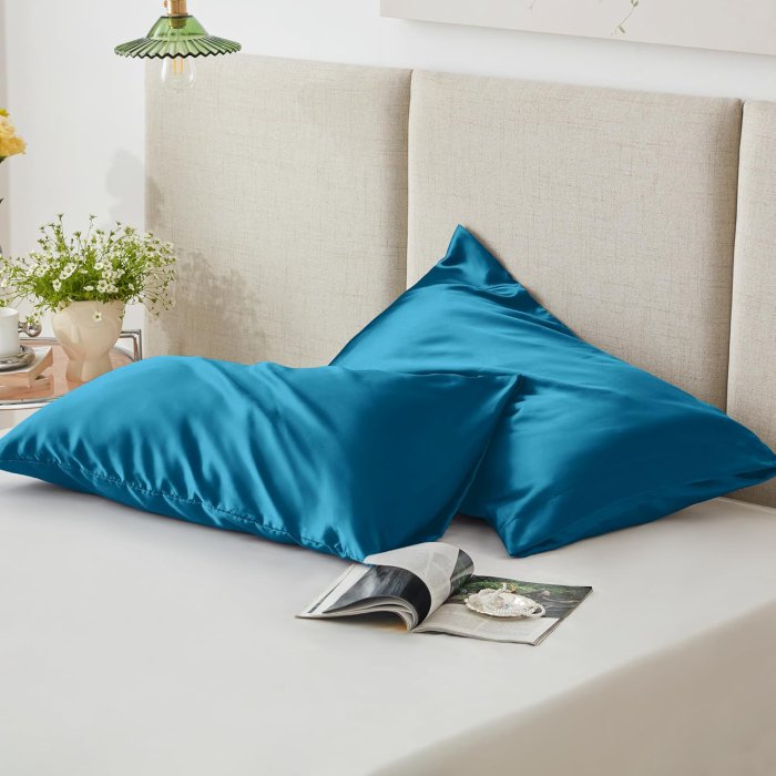 Love's cabin Satin Pillowcase Set (Teal Blue, 20x30 inches) (image 5)