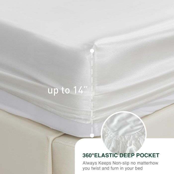 Love's Cabin Satin Queen Sheet Set - White Silky 4-Piece (image 5)