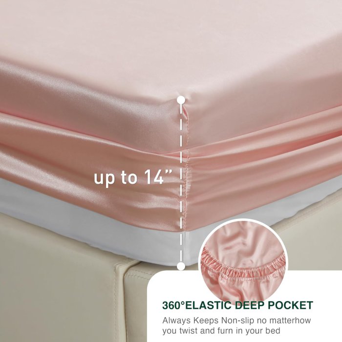 Love's cabin Satin Queen Sheets Set - Coral Silky Satin Bed Sheets Queen Set (image 5)