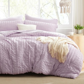 Love's Cabin Seersucker Lavender Queen Comforter Set - 7 Piece