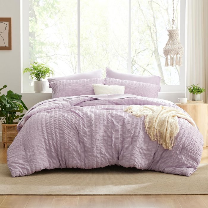 Love's Cabin Seersucker Lavender Queen Comforter Set - 7 Piece (image 2)