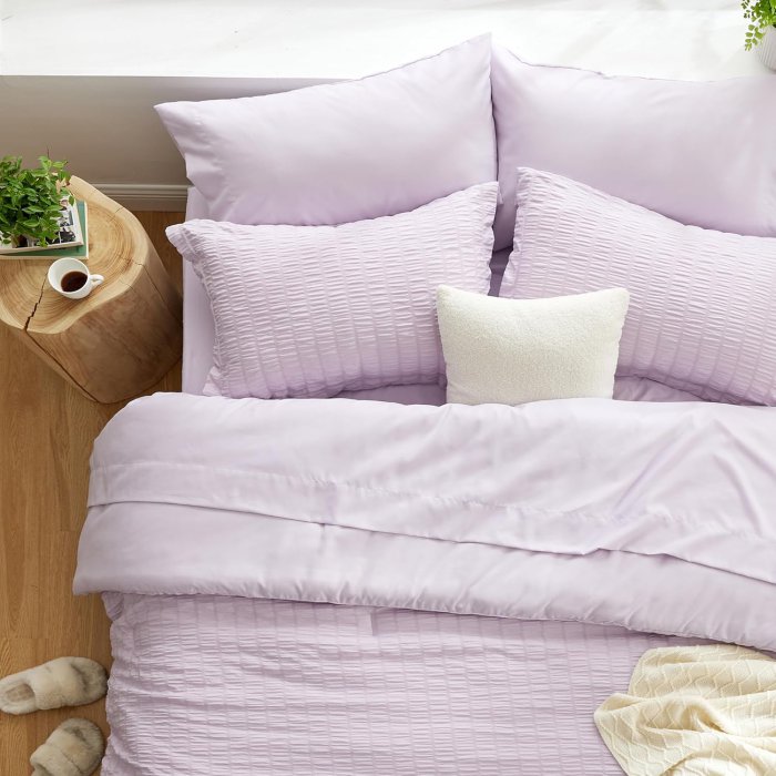 Love's Cabin Seersucker Lavender Queen Comforter Set - 7 Piece (image 3)