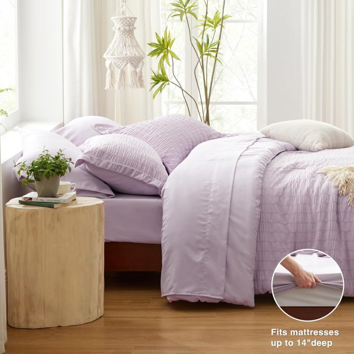 Love's Cabin Seersucker Lavender Queen Comforter Set - 7 Piece (image 4)