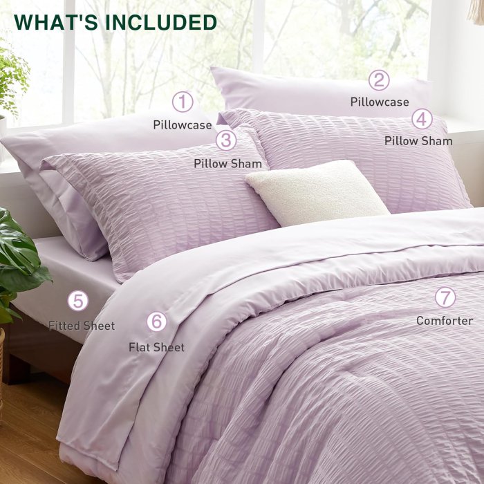 Love's Cabin Seersucker Lavender Queen Comforter Set - 7 Piece (image 5)