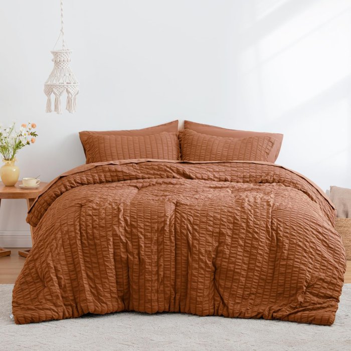Love's Cabin Seersucker Terracotta Queen Comforter Set - 7 Piece (image 2)