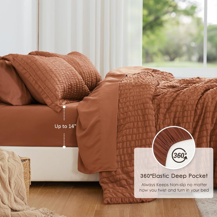 Love's Cabin Seersucker Terracotta Queen Comforter Set - 7 Piece (image 3)