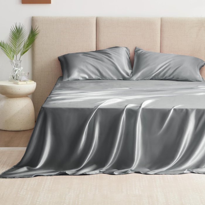 Love's Cabin Silky Satin Queen Sheet Set - Dark Grey (image 2)