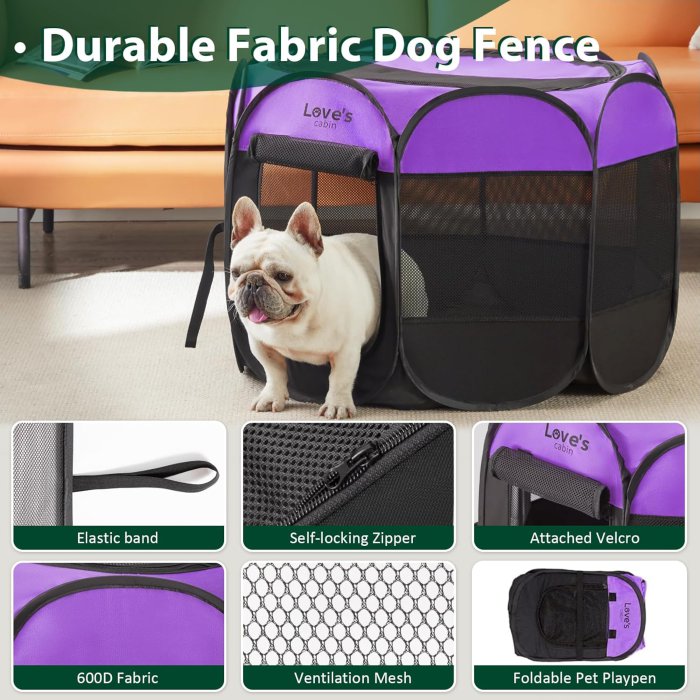 Portable Pet Playpen (Purple) Love's Cabin (image 3)